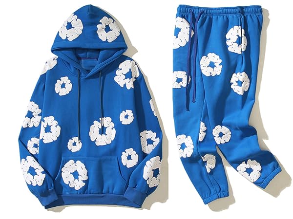 トップス rurumu echoes printed hoodie M blue on-cue-apparel-blue-galaxy-