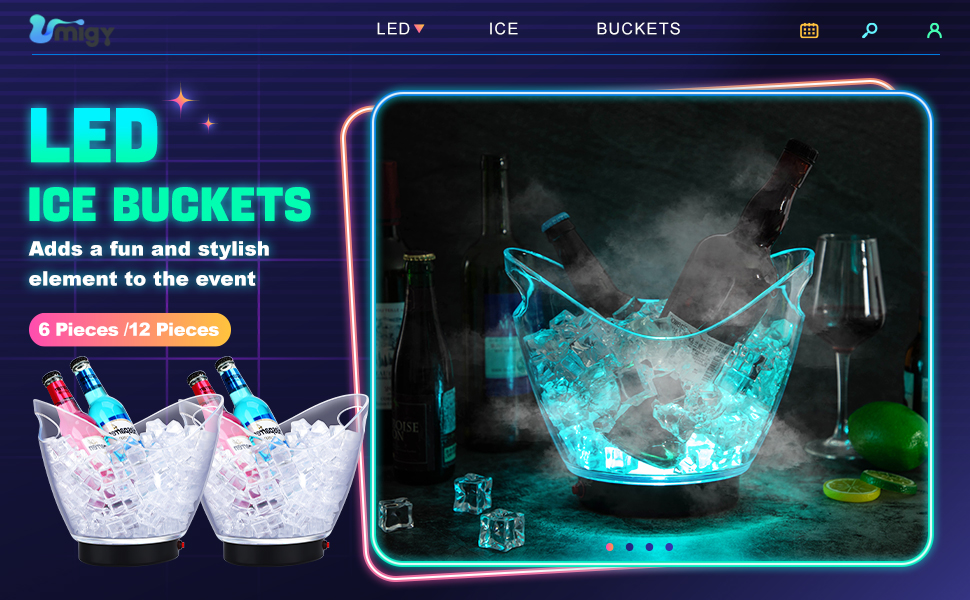 LED Ice Buckets 5L Clear Plastic Ice Bucket Large Capacity