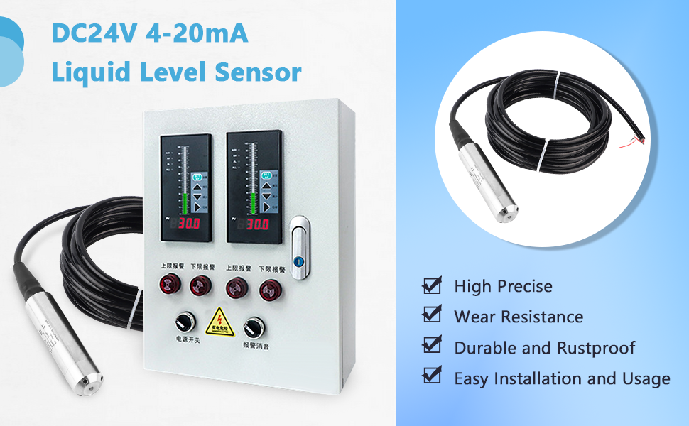 Liquid Level Sensor Cable Submersible Transmitter Water Level Sensor Detector Cable