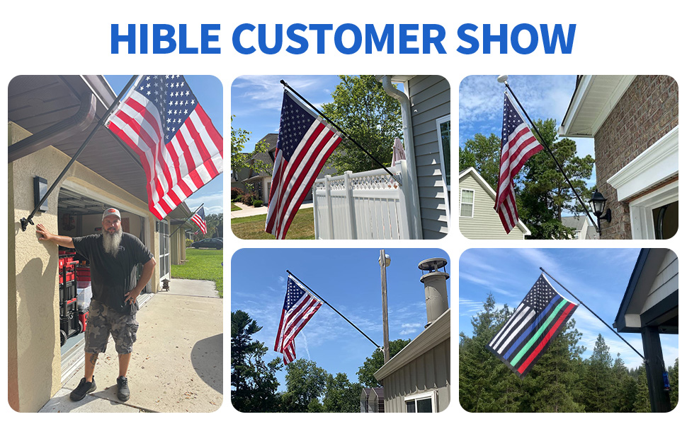 HIBLE Carbon Fiber Flag Pole with Metal Screw 5 Foot Flag Pole for House and Porch