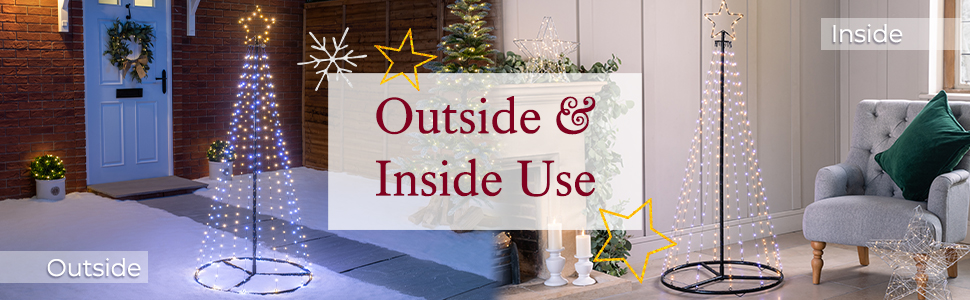 Christmas Multicolour Maypole Tree LED Light Pyramid Outdoor Decoration 1.4m