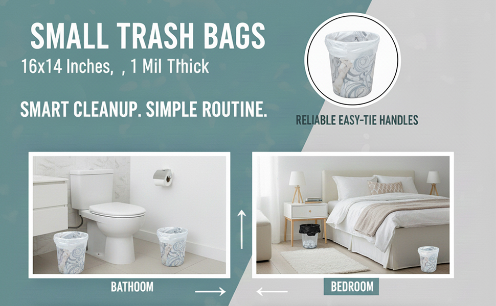 Small Trash Bags – 16x14 Inches, 1 Mil Thick