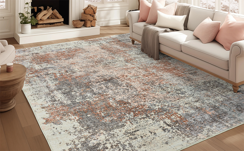 Washable Rugs 5x7 Area Rugs, Modern Abstract Rugs for