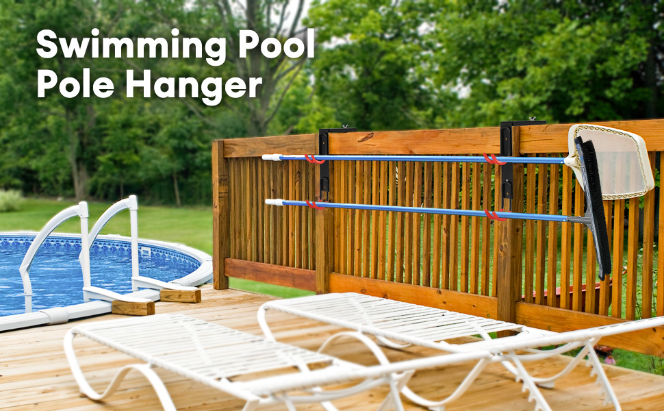 Apobob Pool Fence Hooks for Pool Equipment, 2pc Pool Pole