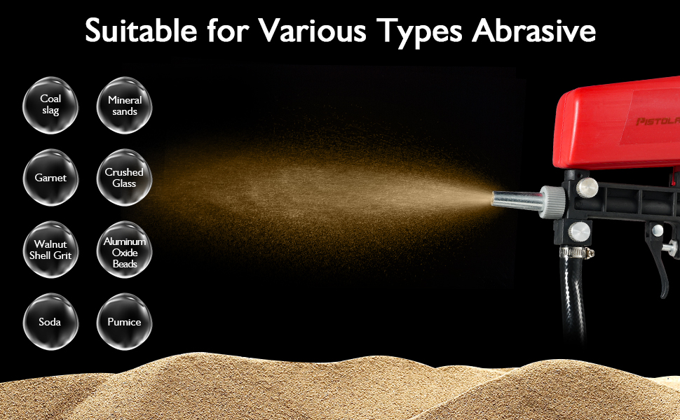 Sunix Sand Blaster Kit, Portable Sand Blasting Gun Kit with Hose