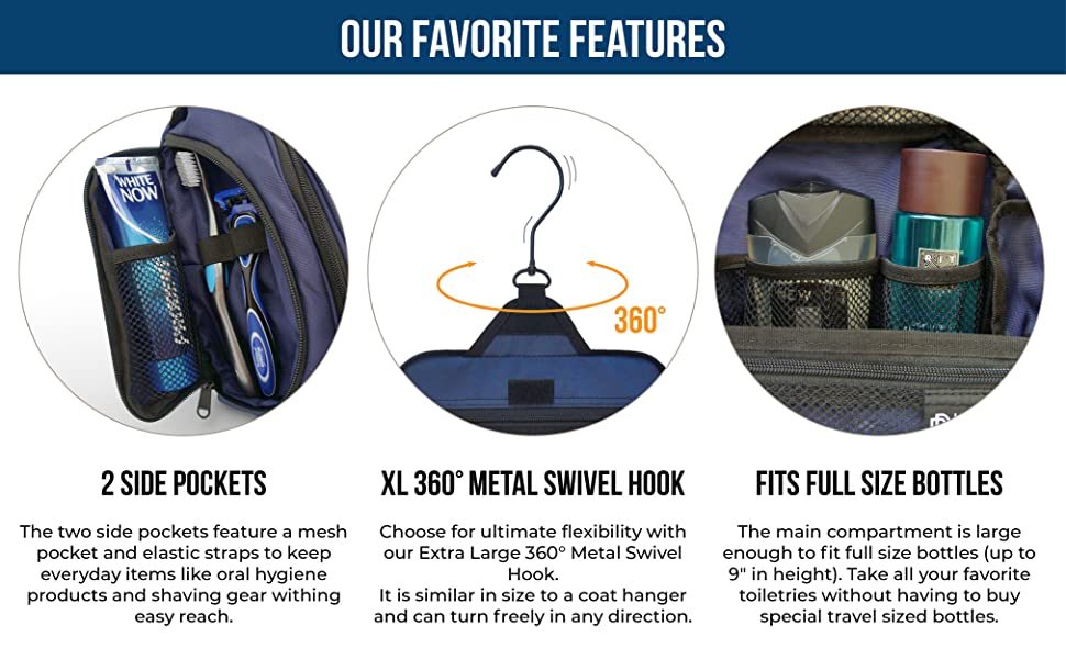 D&D Hanging Toiletry Bag for Men and Women | Perfect Travel Kit for Makeup, Toiletries and Cosmetics | Free eBook 17 mens wash bag travel bag for toiletries bag wash bags toiletry bags women mens toiletry bags