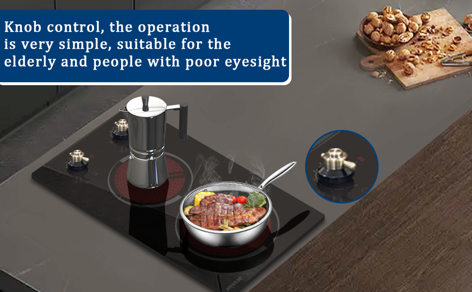 2 Burner Electric Cooktop, Jessier 12 inch Dropin Electric