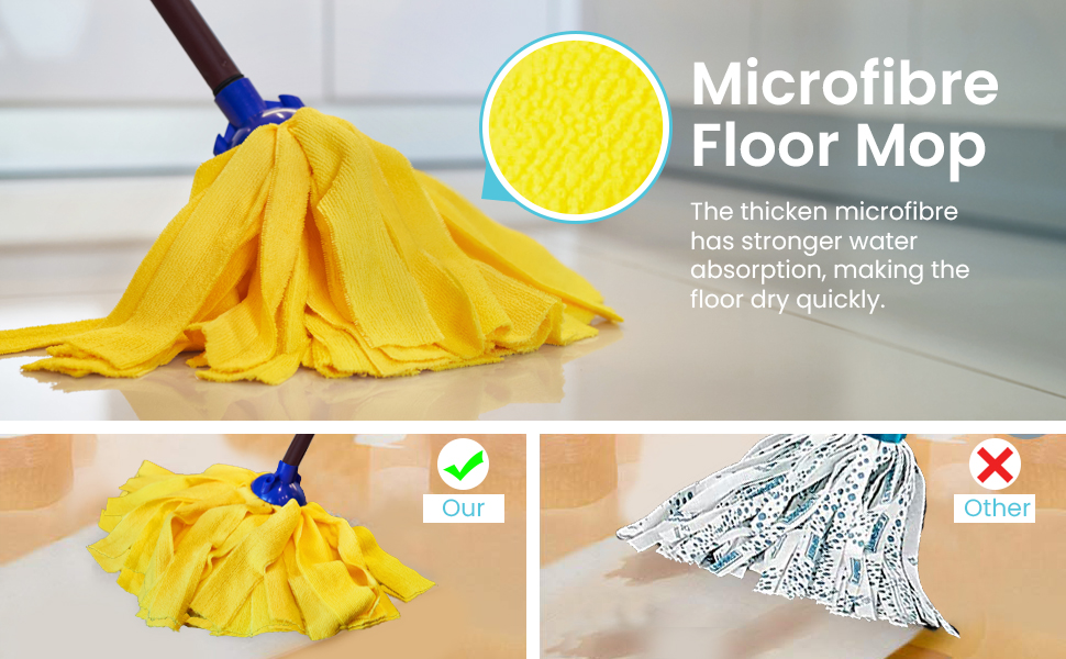 Microfibre XL Fringe Mop Head for Speed Cleaning Kitchen & Bathroom