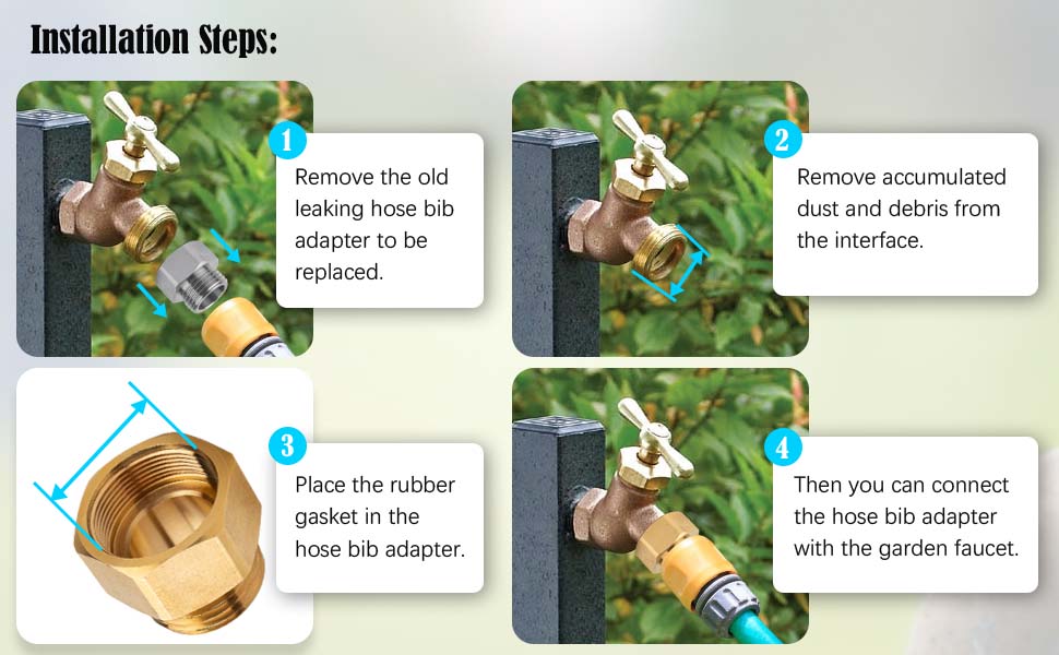 Garden Hose Bib Adapter, 11/16" Fine Thread (Female), to 3