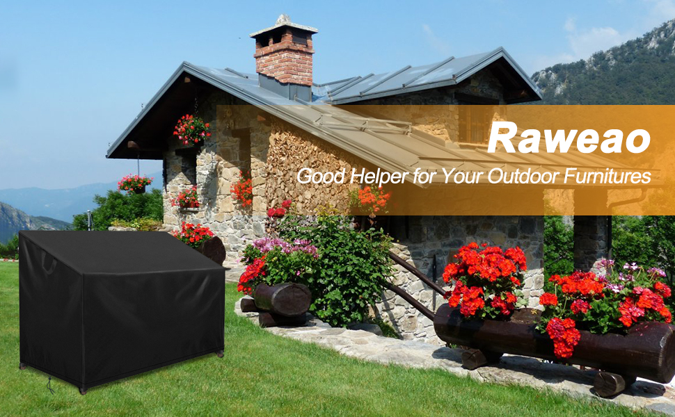 Outdoor Bench Cover Waterproof, 52.7" L x 26" W x 35" H 2 Seater Patio Garden Bench