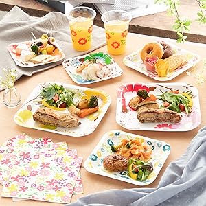 Amazon.co.jp: ストリックスデザイン 紙皿 使い捨て フラワー