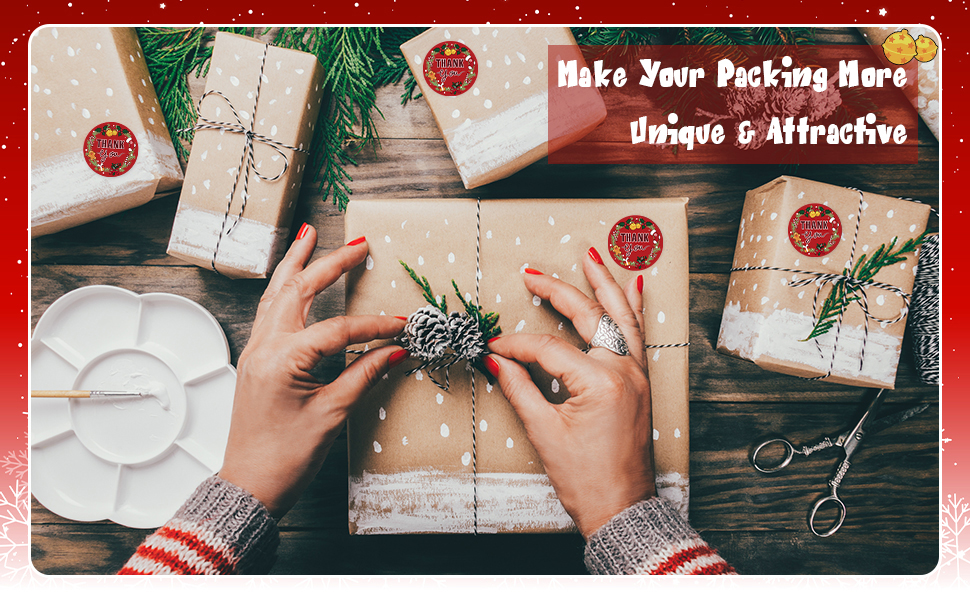 Acetiamin 500 Pcs Christmas Thank You Stickers Roll for