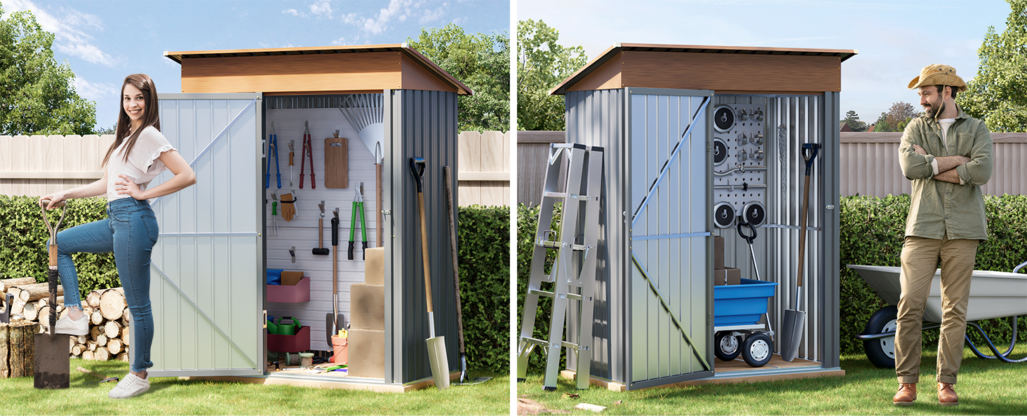 5x3 FT Steel Garden Tool Shed