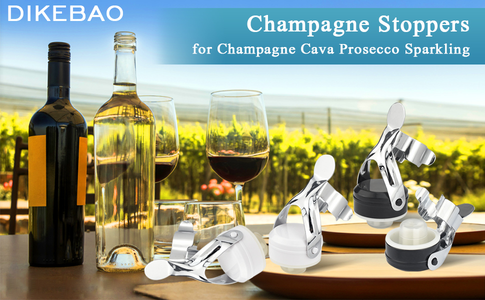DIKEBAO 4Pcs Champagne Stoppers Stainless Steel Wine Stopper Vacuum