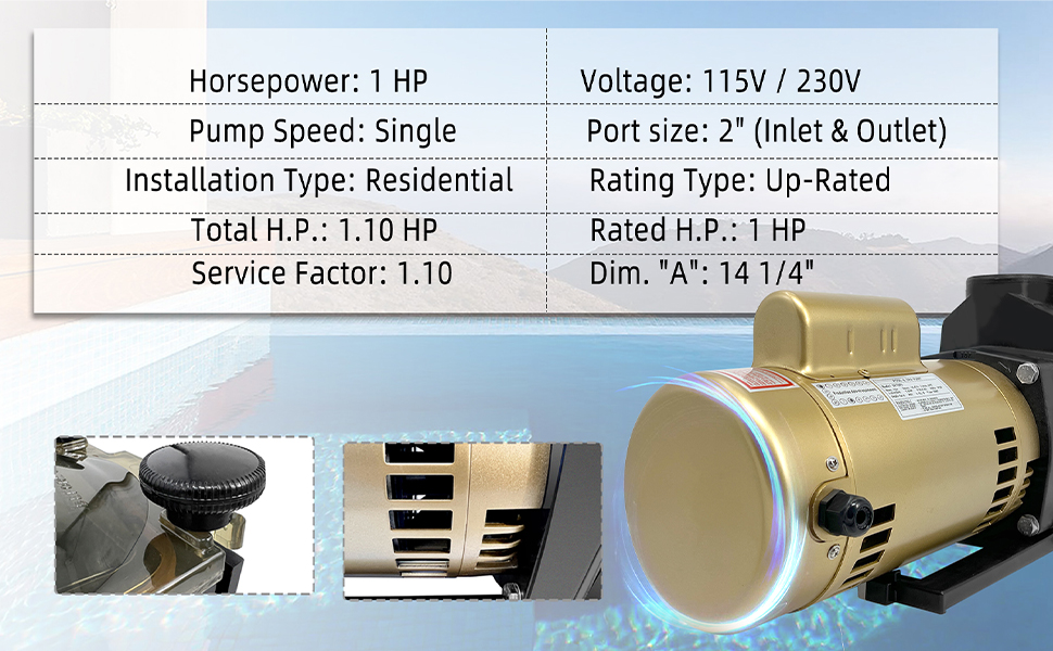 W3SP2607X10 Pool Pump 1 HP 115/230 V Single Speed Super
