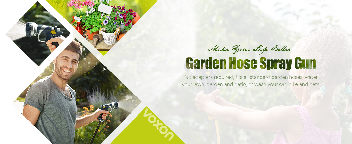 VOXON Garden Hose Spray Gun with 8 Adjustable Patterns, 100 Heavy Duty