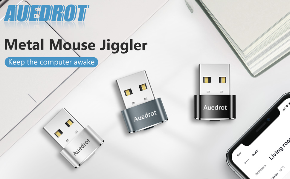 Mouse Jiggler Undetectable Metal USB Mouse Mover with Switch Button, Automatic Mini Mouse Shaker