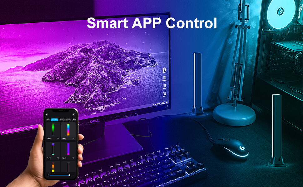 Ustellar RGB Light Bar, Smart APP Control Music Sync RGB IC LED Lights