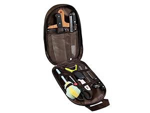 Azarxis Camp Kitchen Cooking Utensil Storage Bag Grill Utensil Cookware Organizer Travel Set for Camping Hiking Backpacking BBQ Picnic RV Trips Travel (Brown) 14 4102