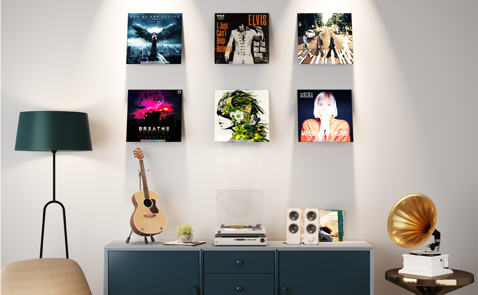 WANLIAN Iridescent Vinyl Record Wall Mount, 6 Pack Album