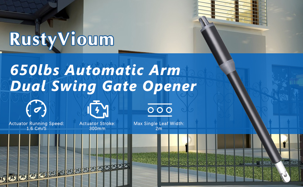RustyVioum Electric Automatic Arm Dual Swing Gate Opener, Electric Driveway Gate