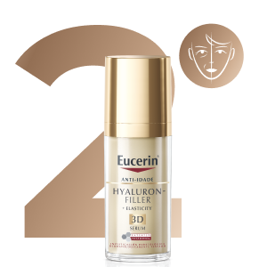 O Eucerin Sérum Facial Antirrugas Hyaluron-filler Elasticity 3D reduz marcas e manchas da idade.