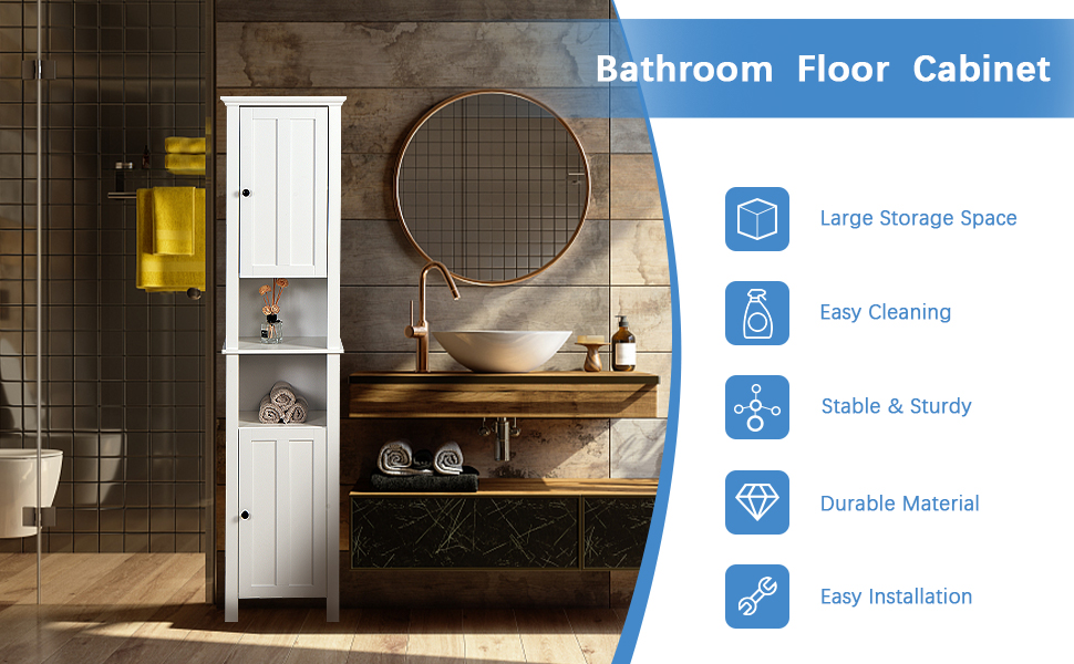 Unovivy Tall Bathroom Storage Floor Standing