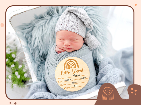 Double-Sided Boho Rainbow Newborn Name Sign