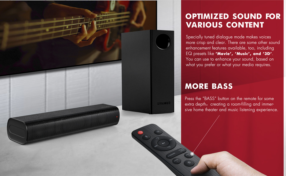 SAKOBS Soundbar with Wireless Subwoofer, 120W Sound Bar for TV with