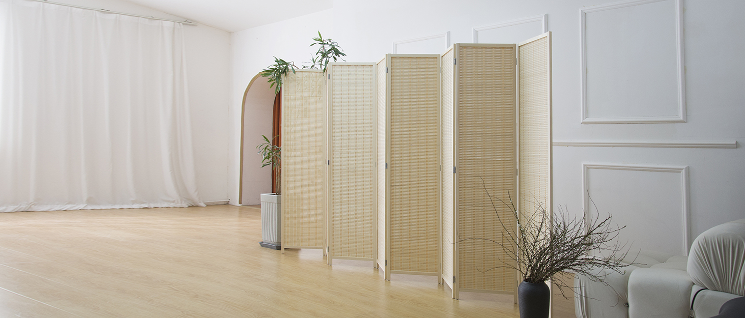 furnnylane 8 panel bamboo divider in beige