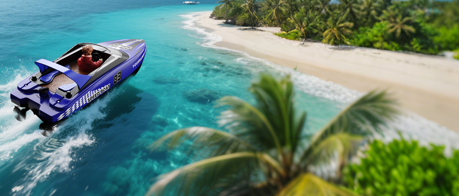 Remote Control Boat with LED Light RC Boat for Kids Adults Racing Boats for Pools and Lakes