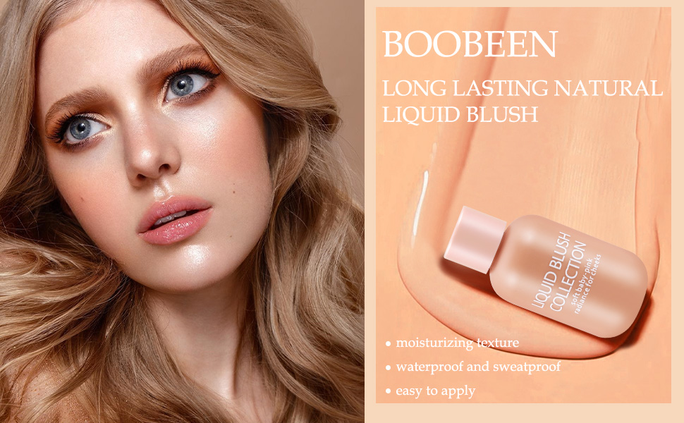 Boobeen Natural Liquid Blush Makeup, Face Blush for Cheeks