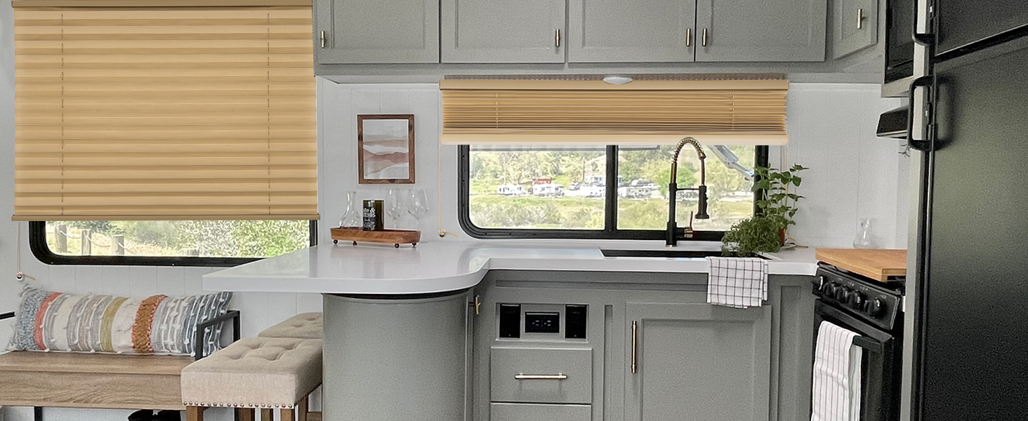 funomo RV Window Blinds Pleated Shades 26" W x 24" L RV Shades for Camper Windows