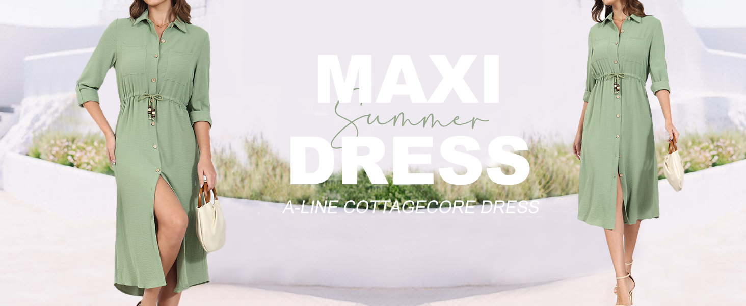 Dresses For Women 2024 Summer Button Down Shirt Long Sleeve Smart Casual