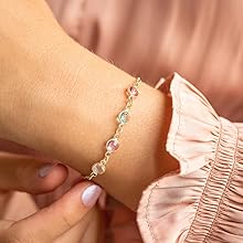 Champagne Gold Personalised Birthstone Bracelet