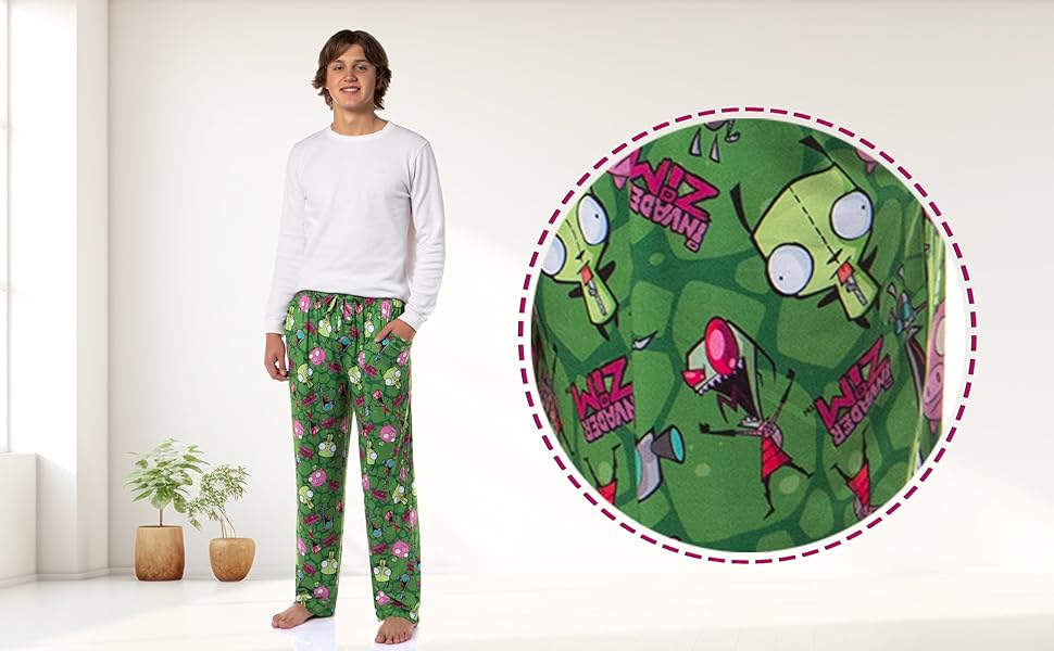 invader zim パジャマ Invader ZIM Adult ZIM Gir and Pig AOP Tossed Print Sleep