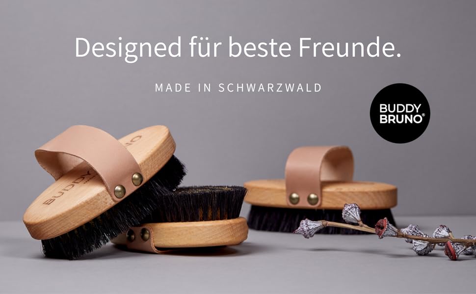 BUDDY BRUNO Hundebürste Kurzhaar mit 100% Naturborsten, Striegel für tägliche Fellpflege