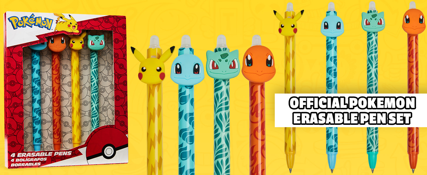 Pokemon Set de 4 Stylos Effaçables Pikachu Fournitures