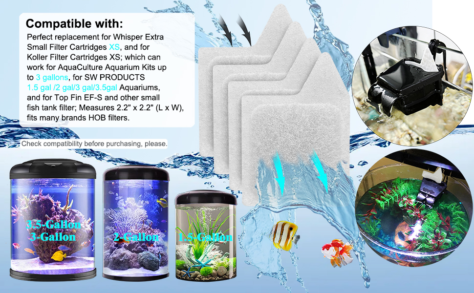 12 Pack Replacement Filter Cartridges XS for Tetra Whisper Extra Small Fish Tanks Filter
