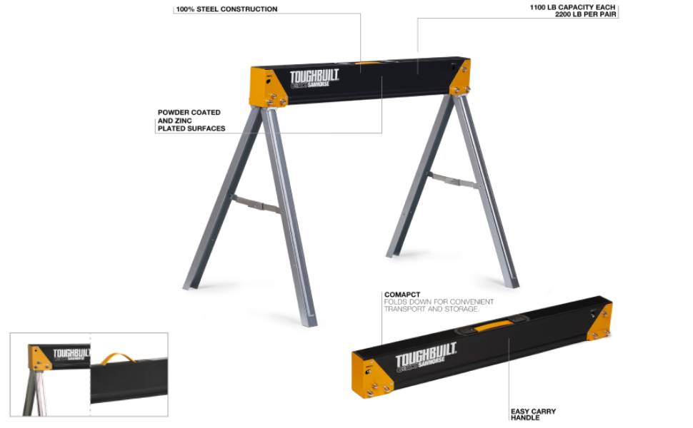 toughbuilt, tough built, construction, sawhorse, work table