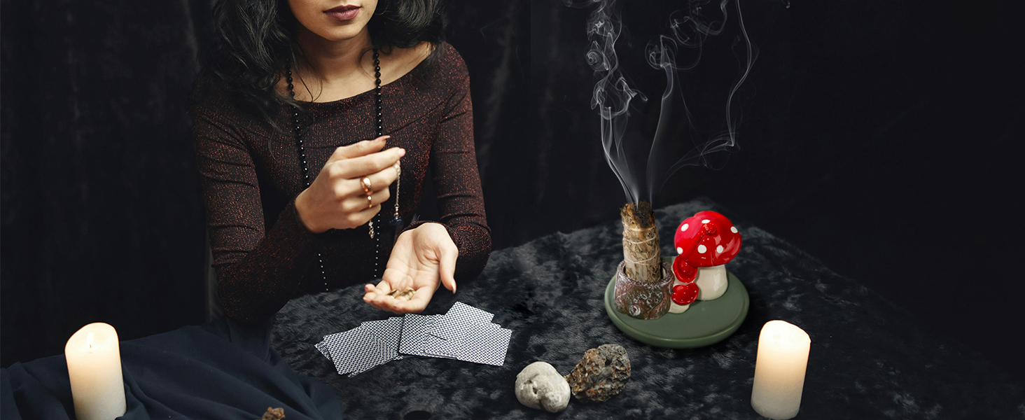 ZenBless Mushroom Incense Burner Holder Waterfall,Ceramic