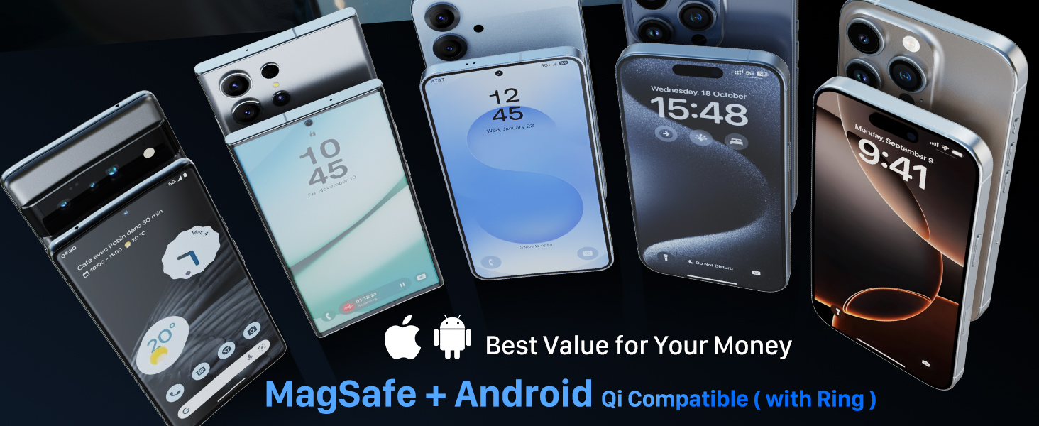 Text reads 'Best Value for Your Money' and 'MapSafe + Android Supported'. Multiple smartphone screens displaying navigation interface in dark mode settings.