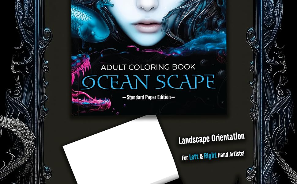 Ocean Scape Adult Coloring Pages with Ocean Creatures