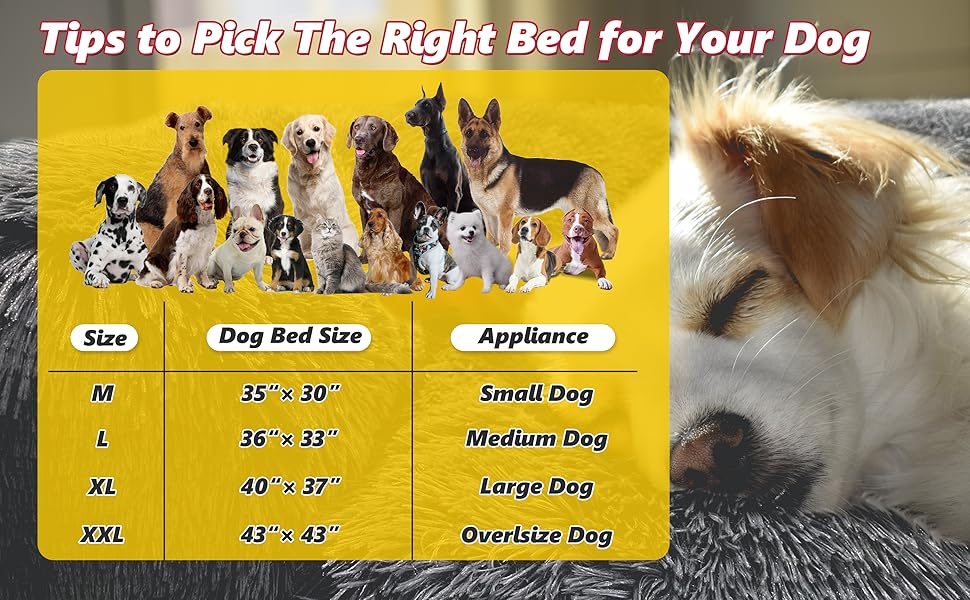 Auvce Fluffy Calming Large Dog Bed Deluxe AntiAnxiety