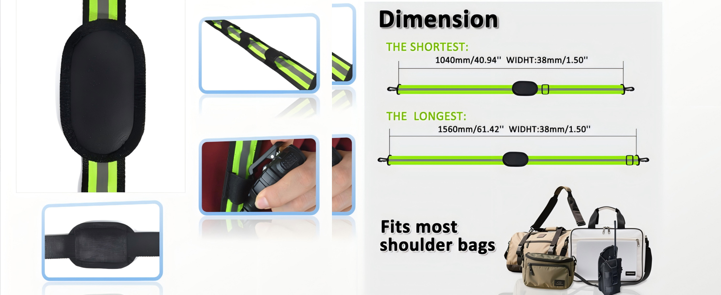 商品图片 HYS 4.99ft Reflective Adjustable Shoulder Strap with Elastic to Secure Handheld Radio Mic clip