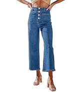 Sidefeel Women's Wide Leg Jeans High Waisted Zimbaplatinum Stretchy Straight Leg Jeans Buttoned L...