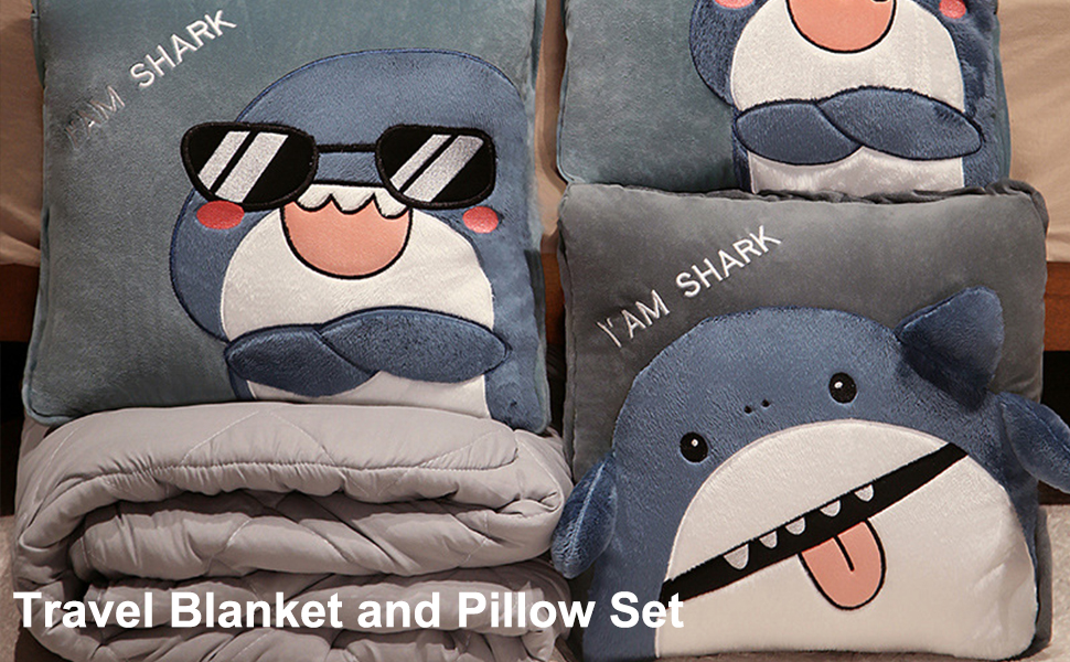 WLADYSS Travel Blanket and Pillow Set,Warm 2 in 1 Plush Pillow Nap Mat, Cute Flower