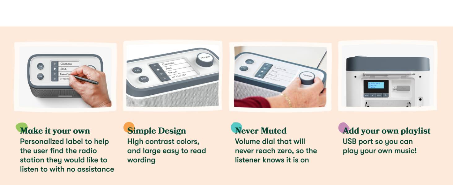 Relish Simple Portable FM Radio and MP3 Music Player for Seniors