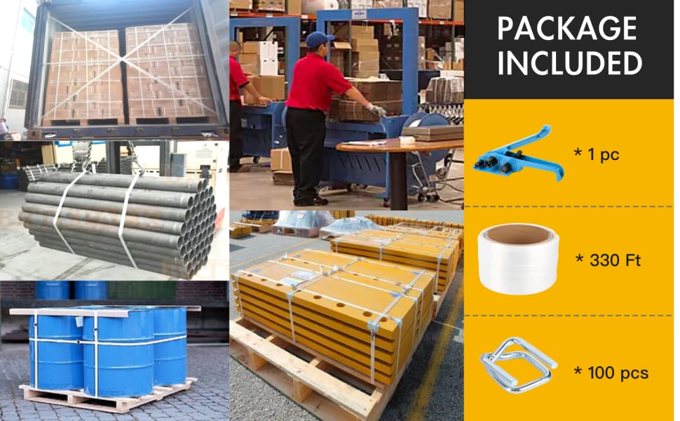 Pallet Strapping Kit Heavy Duty Poly Strapping Banding Kit Tensioner(Blue) for 3/4"*330Ft Length