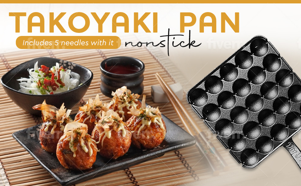 Takoyaki Pan w/ 5 Needles 25 Hole Large Meatball Maker